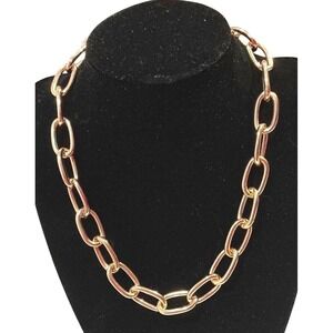 Gold Tone‎ Chunky Chain Link Necklace Toggle Clasp Statement 17"